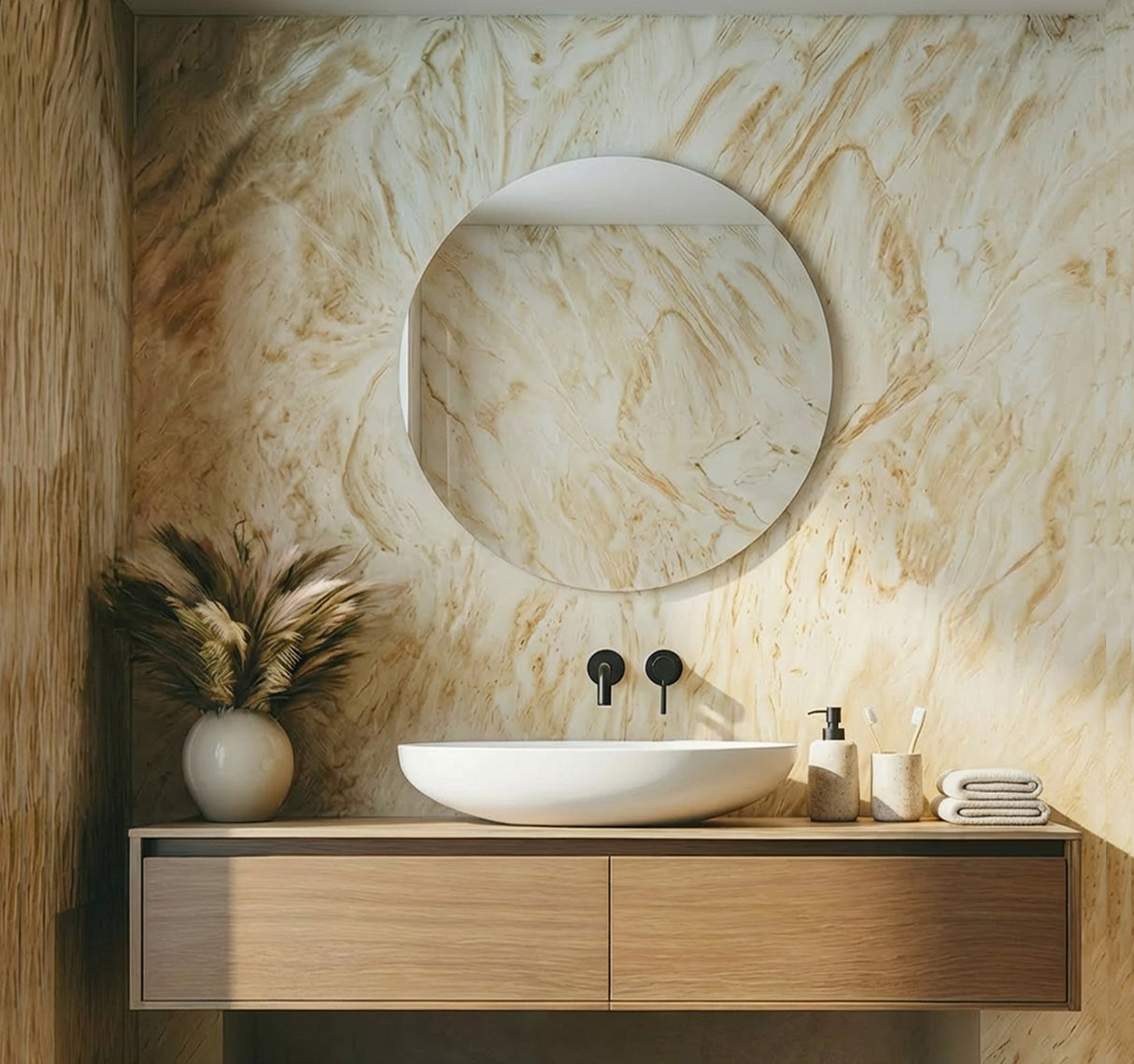 Daisy Round Backlit Bathroom Mirror (Slim)