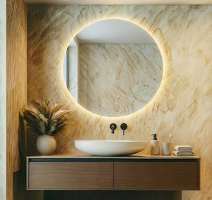 Daisy Round Backlit Bathroom Mirror (Slim)