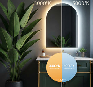 Lola Arched Backlit Bathroom Mirror (Slim)