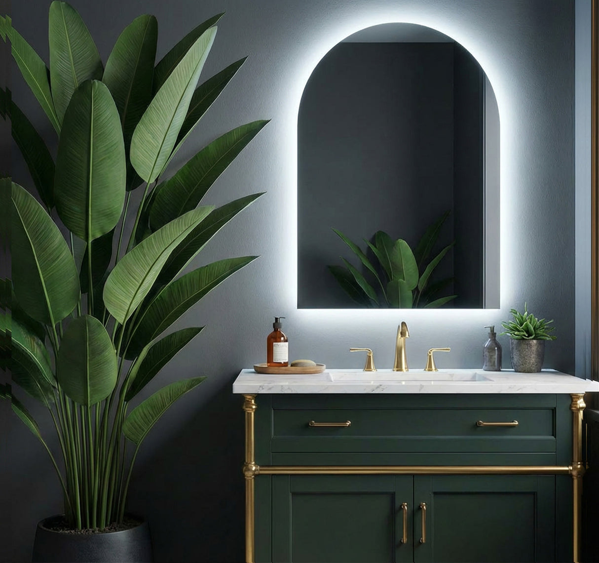 Lola Arched Backlit Bathroom Mirror (Slim)