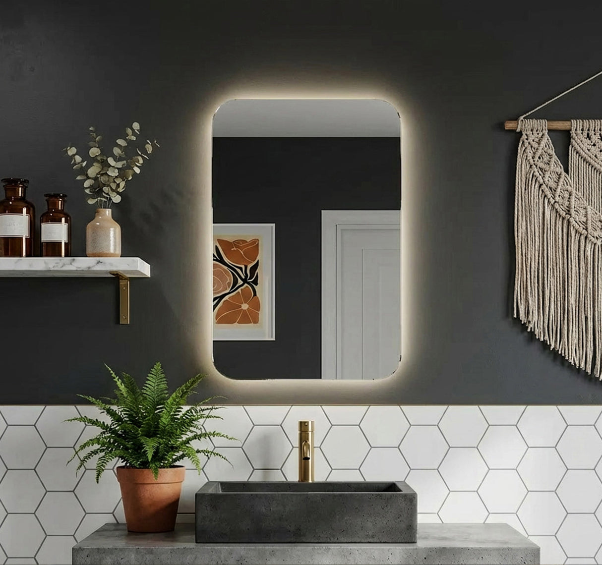 Sophia Backlit Bathroom Mirror (Shaver)