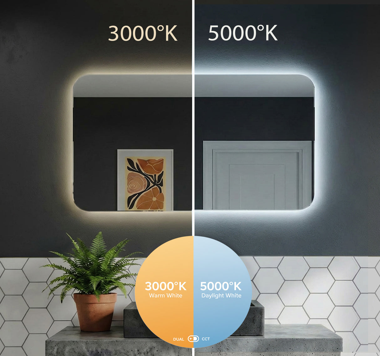 Sophia Backlit Bathroom Mirror (Shaver)