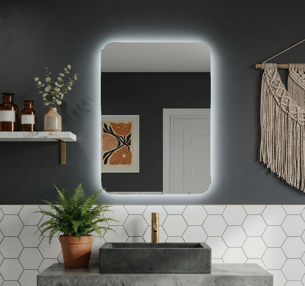 Sophia Backlit Bathroom Mirror (Shaver)