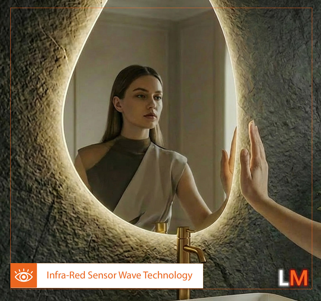 Ellie Pebble Backlit Bathroom Mirror (Shaver)