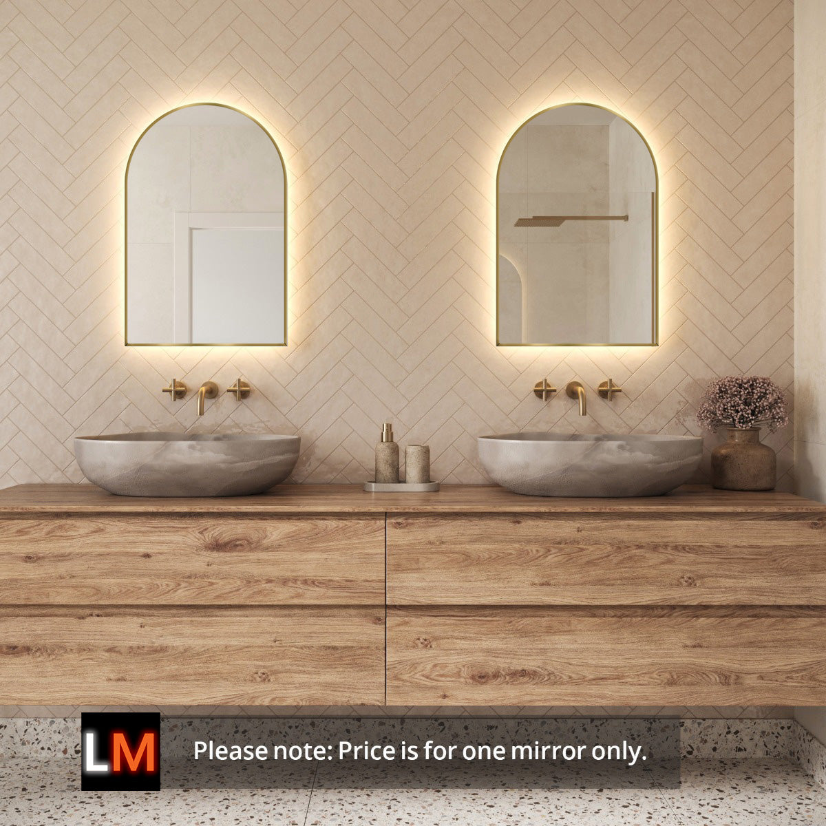 Rosie Arched Backlit Bathroom Mirror (Shaver)