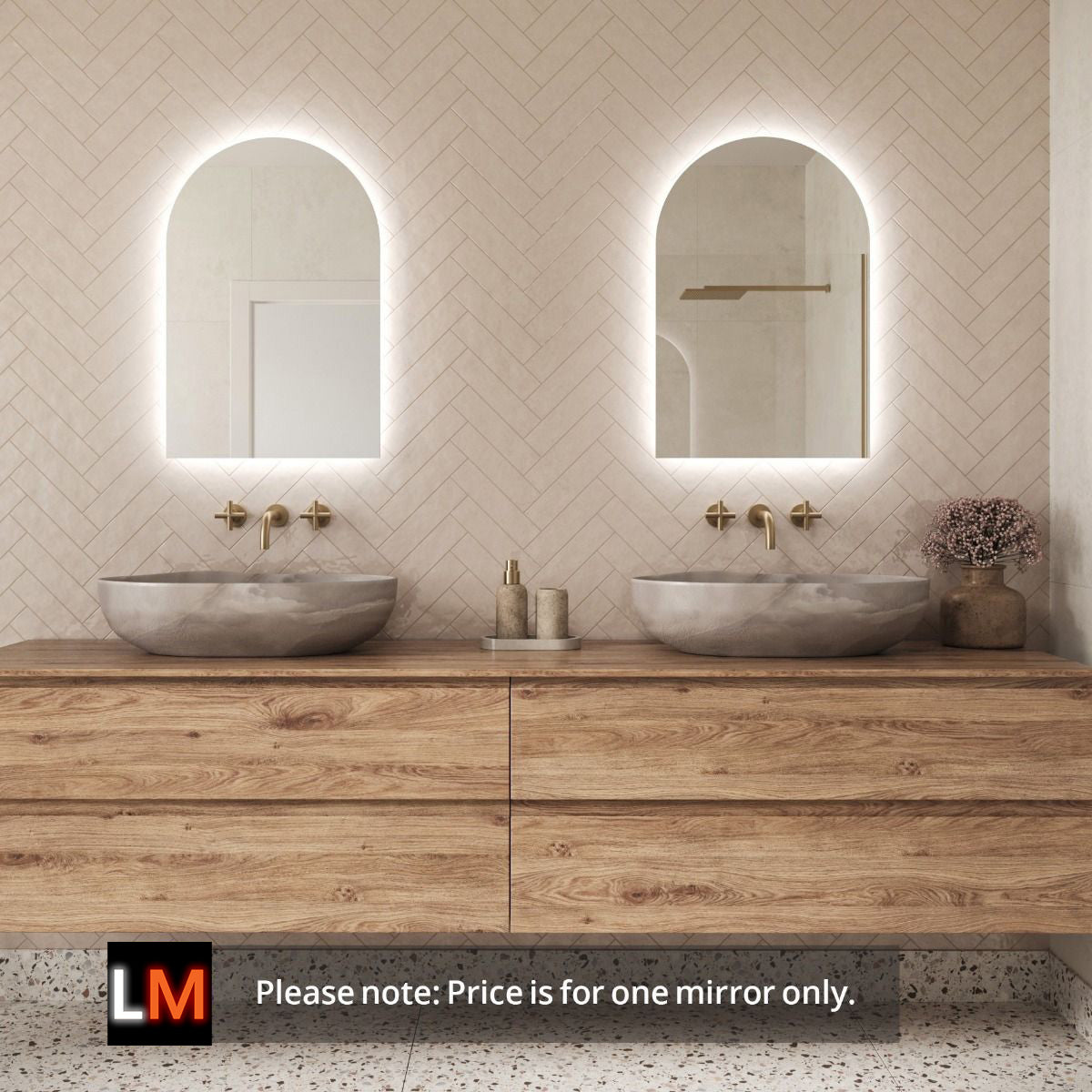 Rosie Arched Backlit Bathroom Mirror (Shaver)