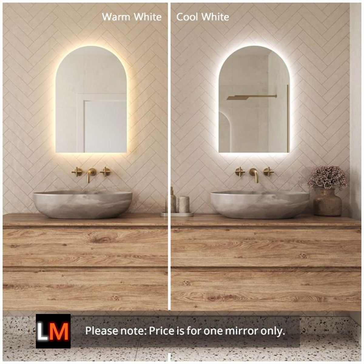 Rosie Arched Backlit Bathroom Mirror (Shaver)