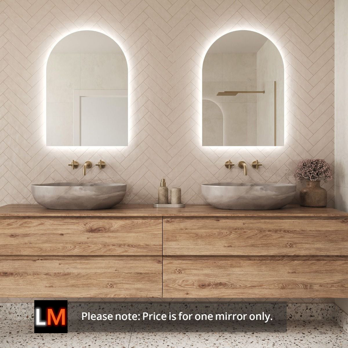 Rosie Arched Backlit Bathroom Mirror (Shaver)