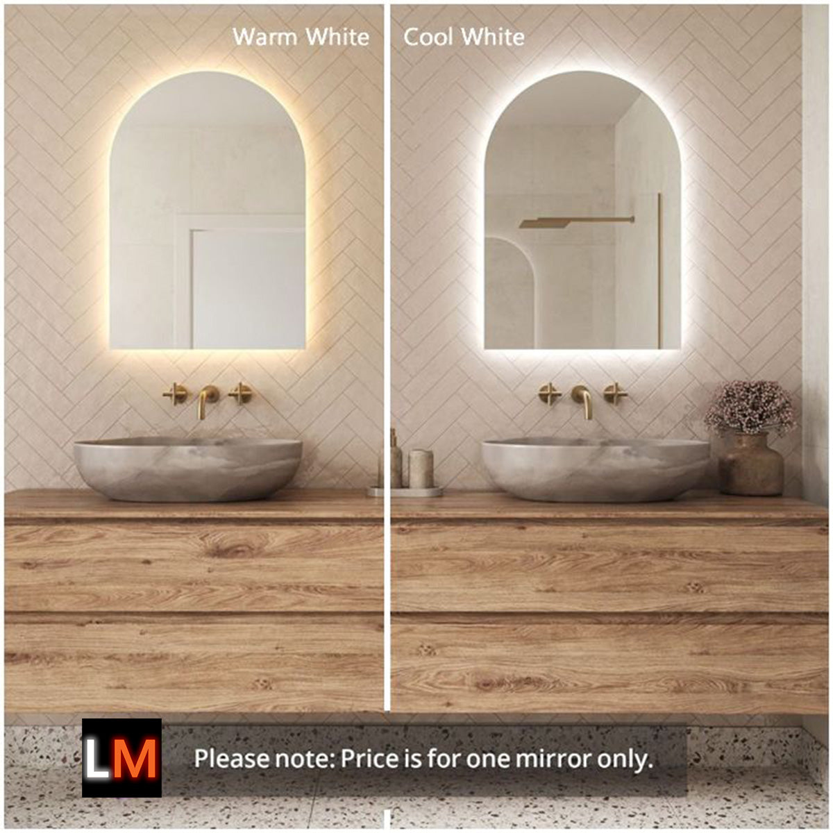 Rosie Arched Backlit Bathroom Mirror (Shaver)
