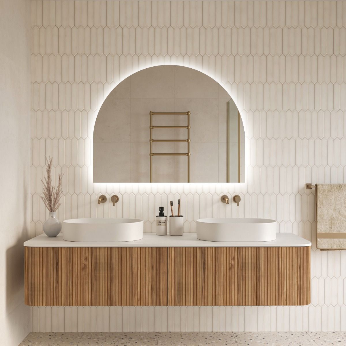 Rosie Arched Backlit Bathroom Mirror (Shaver)