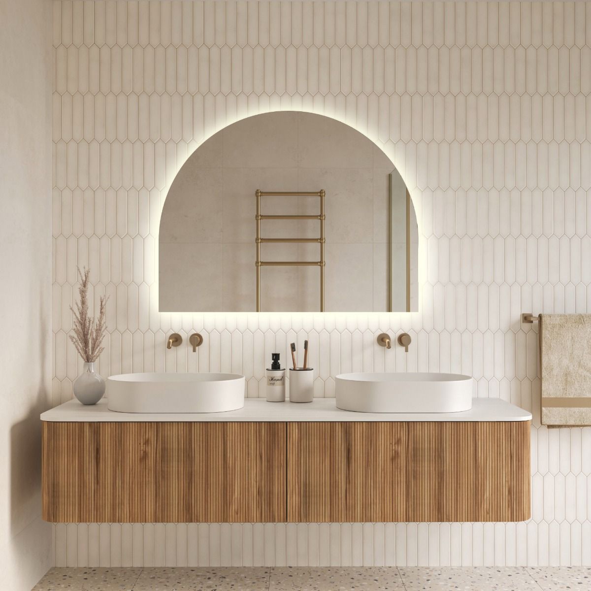 Rosie Arched Backlit Bathroom Mirror (Shaver)