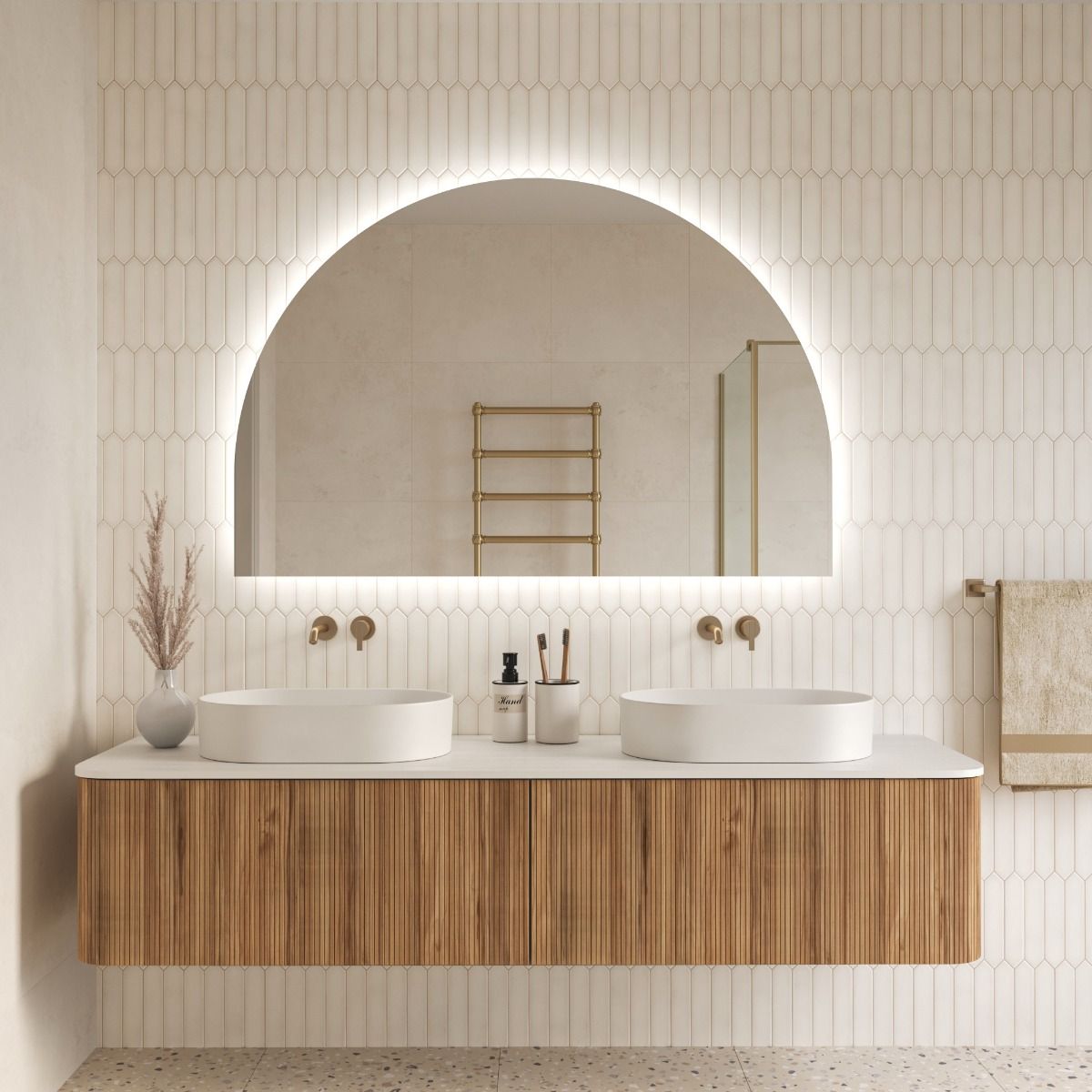 Rosie Arched Backlit Bathroom Mirror (Shaver)