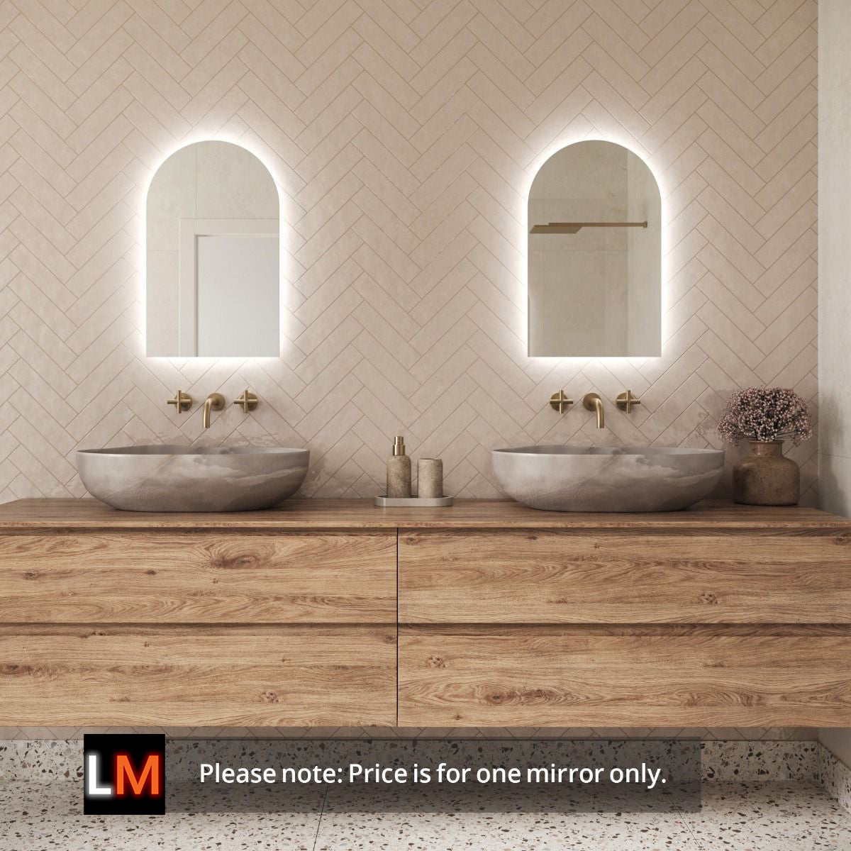 Lola Arched Backlit Bathroom Mirror (Slim)