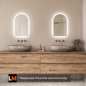 Lola Arched Backlit Bathroom Mirror (Slim)