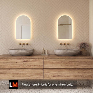 Lola Arched Backlit Bathroom Mirror (Slim)