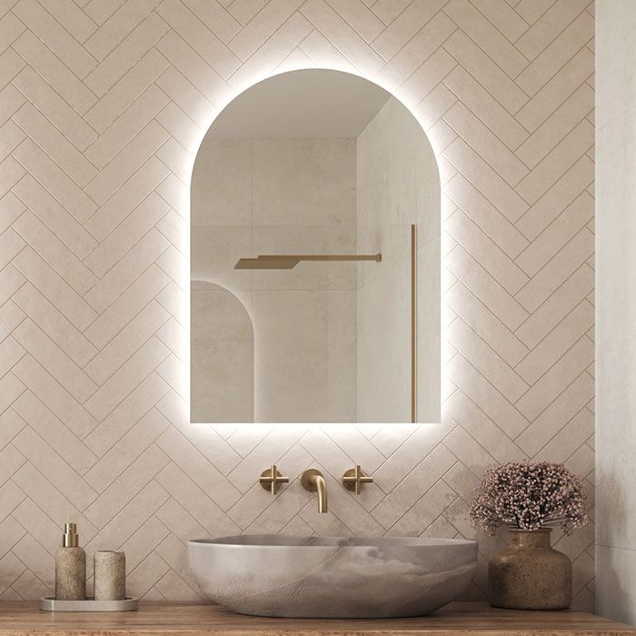 Lola Arched Backlit Bathroom Mirror (Slim)