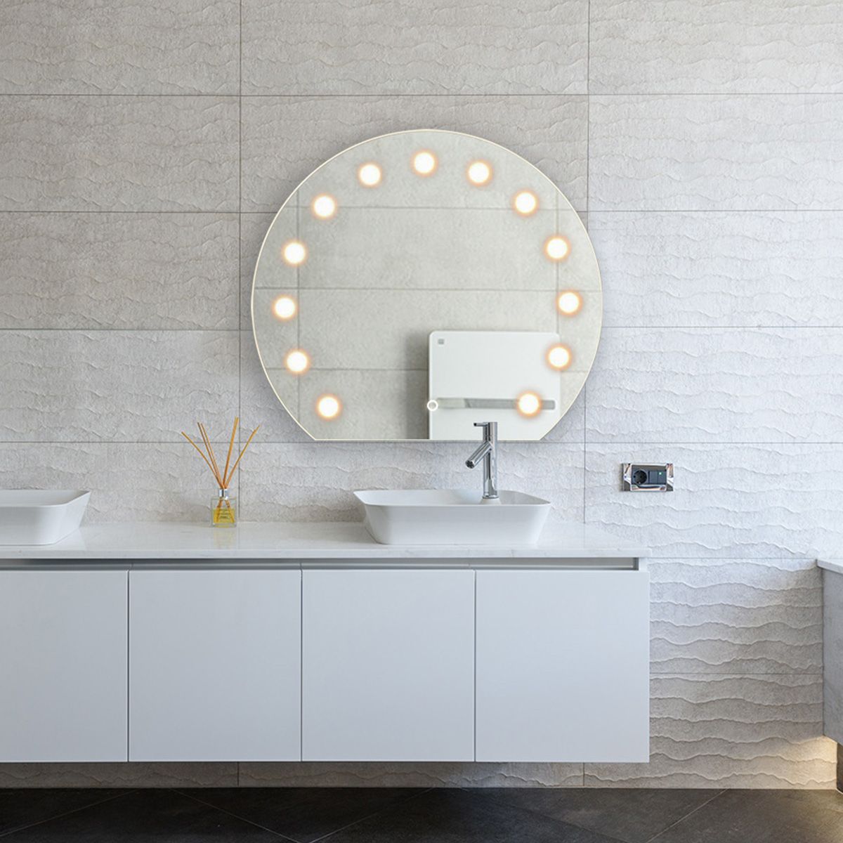 Radiant White Edge Bathroom Vanity Mirror