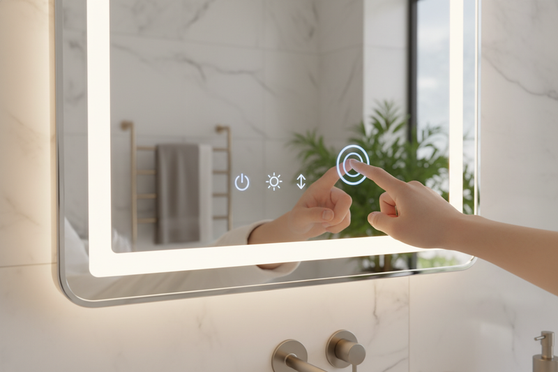 Difference image with touch sensor on mirror front