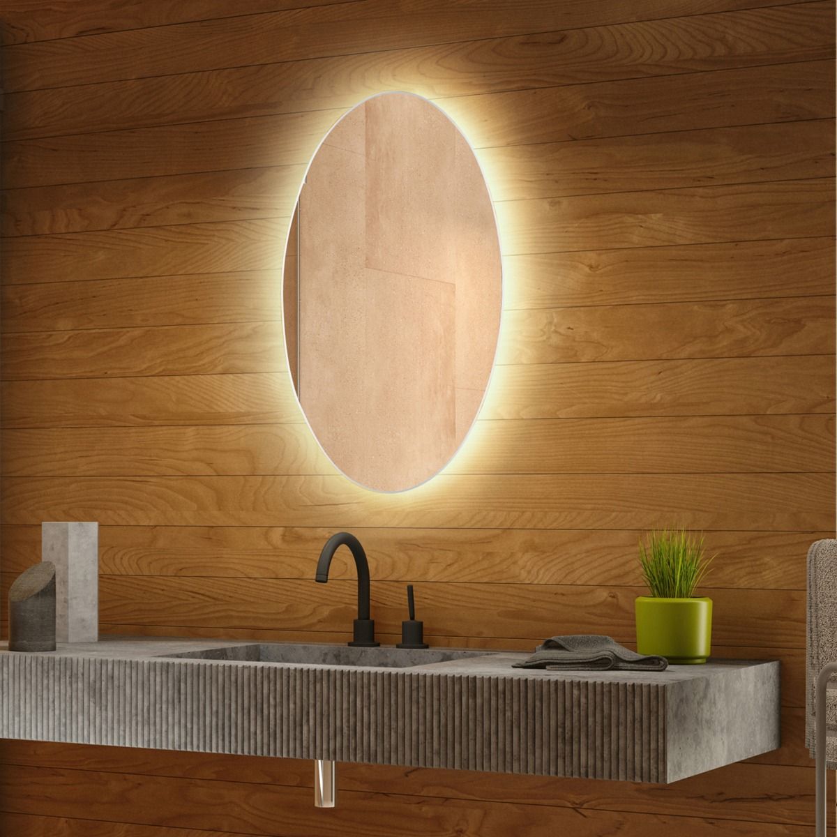 Oriana Oval Backlit Bathroom Mirror (Shaver)