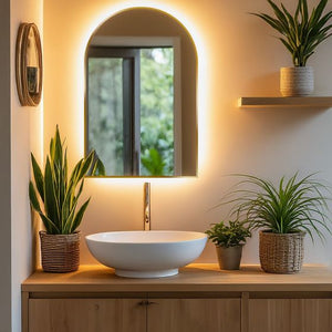 Rosie Arched Backlit Bathroom Mirror (Shaver)