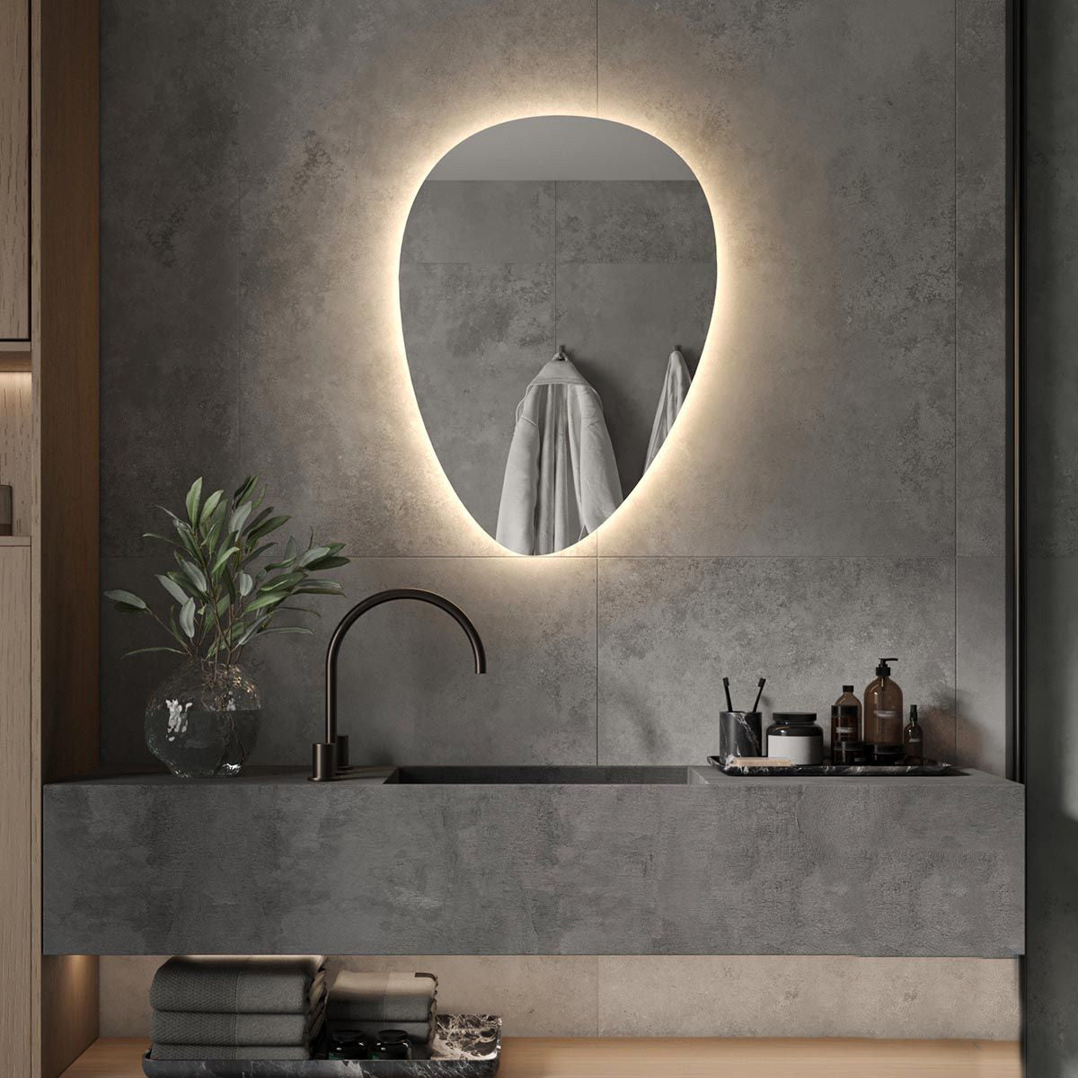 Elora Pebble Backlit Bathroom Mirror (Shaver)