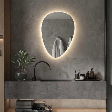 Elora Pebble Backlit Bathroom Mirror (Shaver)