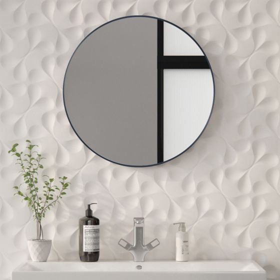 Ultra-slim Round Anthracite Frame Mirror (Small)