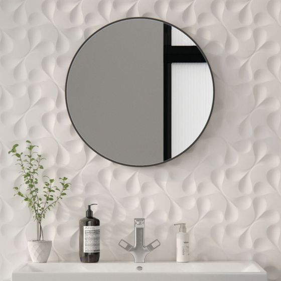 Ultra-slim Round Black Frame Mirror (Small)