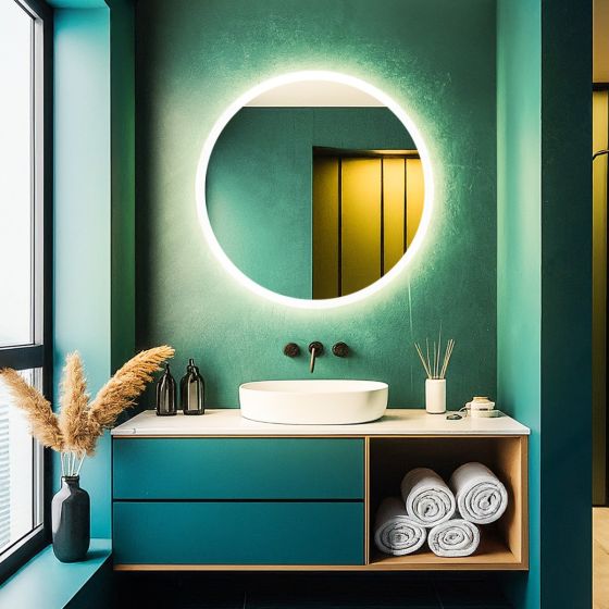 Round Halo Edge Bathroom Mirror (Shaver)