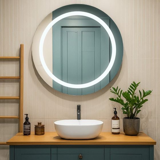 Round Aureole Bathroom Mirror (Slim)