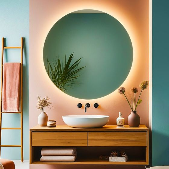 Round Backlit Bathroom Mirror (Shaver)