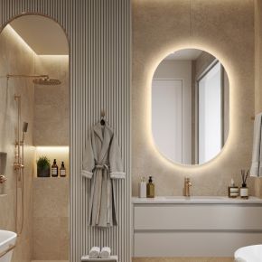 Pill-shaped Backlit Bathroom Mirror (Shaver)