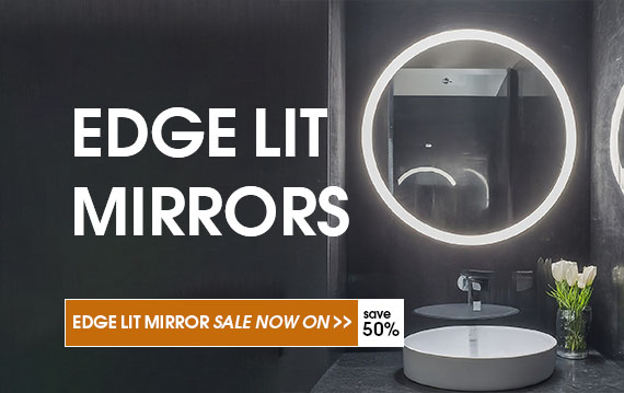 Edge-lit bathroom mirror