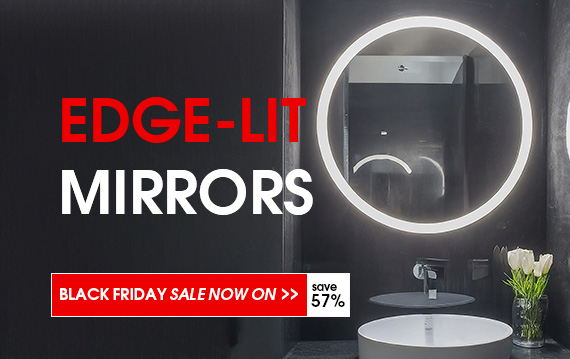 Edge-lit bathroom mirror