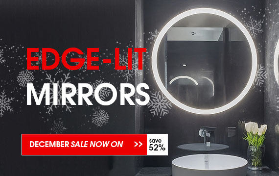 Edge-lit bathroom mirror